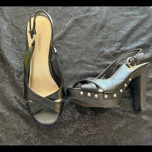 Black heels with silver studs